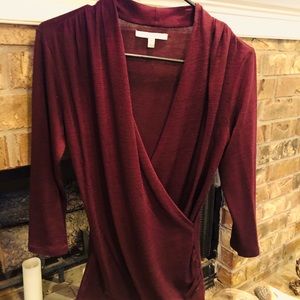 41 Hawthorn Henri Surplice Wrap Ruched Knit Top XS